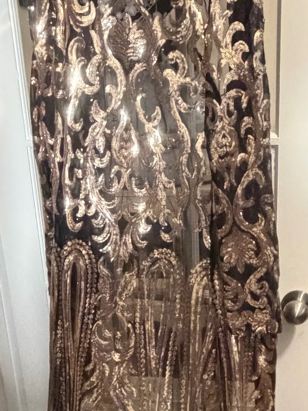 Sequin Embellished Sheer Black Evening Overlay